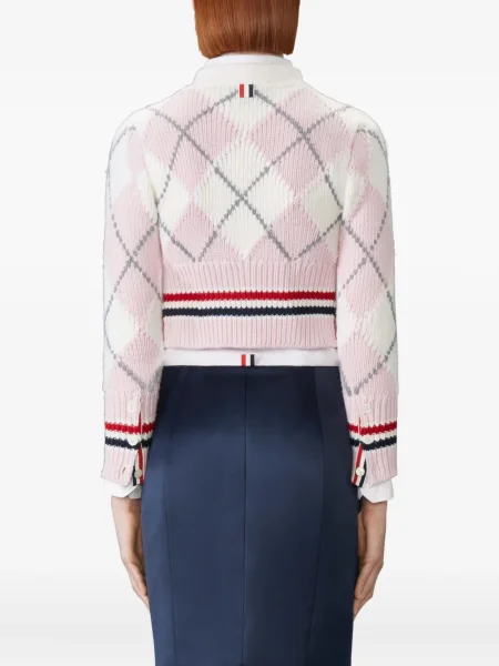 Cardigan Thom Browne cu model argyle roz