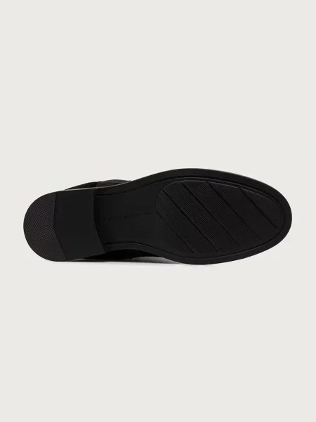 Tommy Hilfiger ботуши под коляното дамски от велур ENAMEL FLAG SUEDE HIGH CHELSEA черно