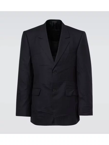 Vuneni prugasti blejzer Balenciaga plava