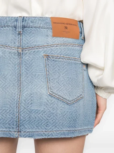 Fustă din denim Ermanno Scervino albastru