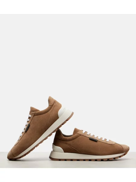 Sneakerși Brunello Cucinelli din piele de căprioară bej