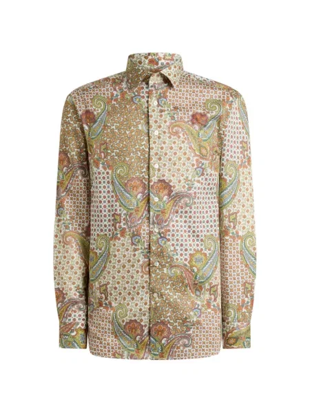 Cămașă Etro din satin cu model paisley cu legături