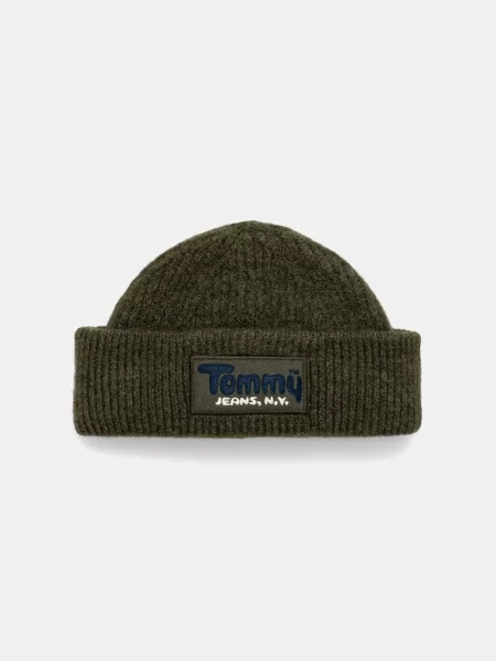 Tommy Jeans Čepice z vlněné směsi zelený