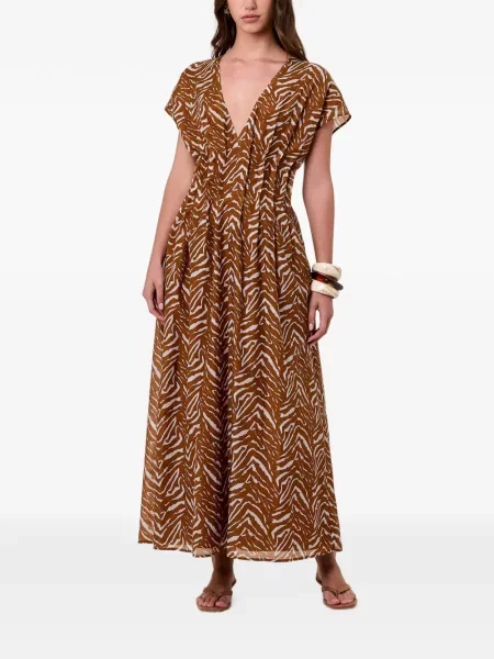 Rochie Nicholas cu imprimeu abstract maro