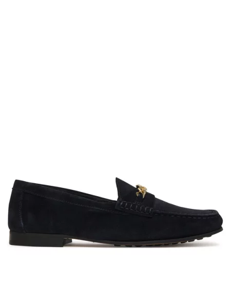 Tommy Hilfiger Mokasini Th Chain Suede Loafer Mornarsko modra