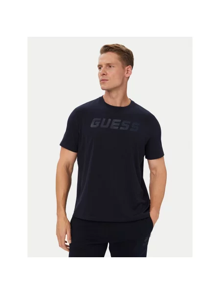 Guess Marškinėliai Tamsiai Regular Fit mėlyna