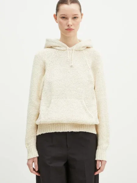 WMV selyem pulóver Raglan Hoodie P.O. Knit Mawata bézs