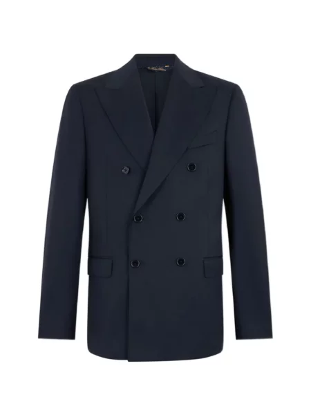 Sacou Brooks Brothers de lână cu două rânduri de nasturi albastru