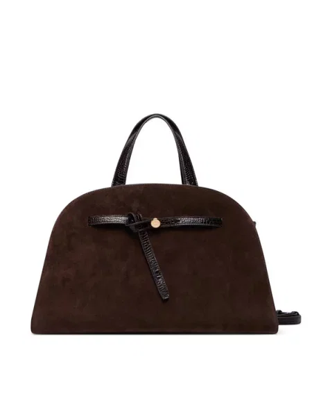 Tory Burch Дамска чанта Romy Suede Bauletto Тъмнокафяв