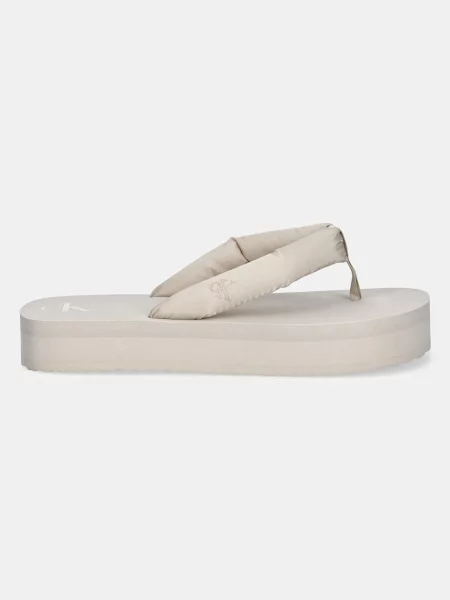 Calvin Klein Jeans Japonke BEACH SANDAL FLATFORM TTXR SATIN bež