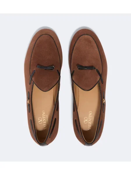 Semišové loafersy Valentino Garavani hnedá
