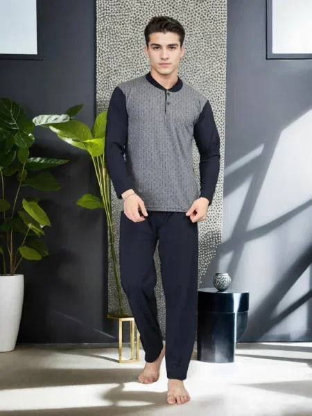 Piżama Dewberry żakardowa czarna