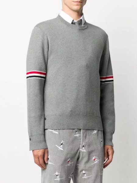 Sweter Thom Browne z okrągłym dekoltem szary
