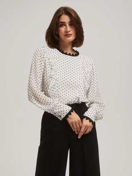 Cămașă Marisse cu volane negru