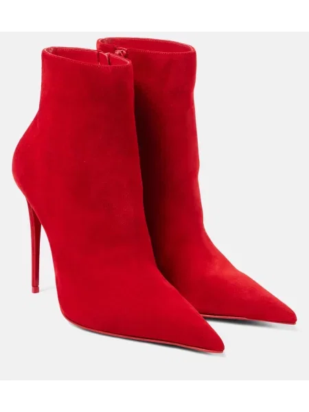 Semišové členkové čižmy Christian Louboutin červená