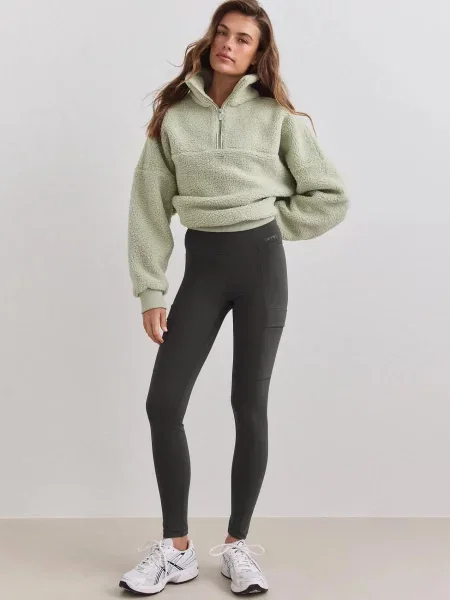Legginsy ocieplane z ciemnobluszczowe zielone