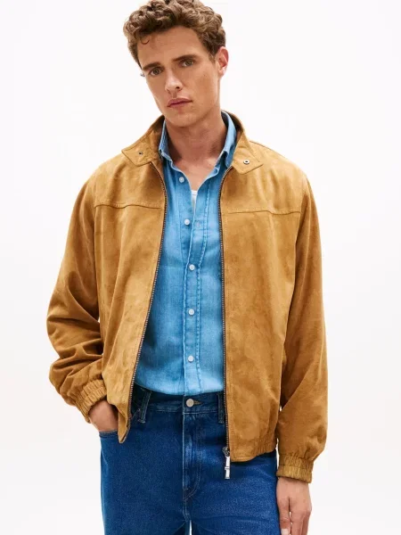Tommy Hilfiger Tailored kurtka skórzana Mężczyźni skóra M brązowy