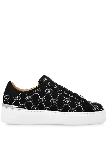 Sneakerși Philipp Plein din satin negru