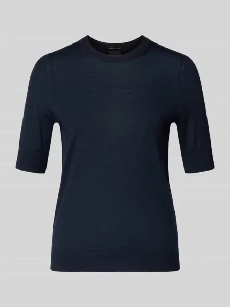 Sweter o kroju regular fit z czystej żywej wełny model FARBELLA' Boss granatowy
