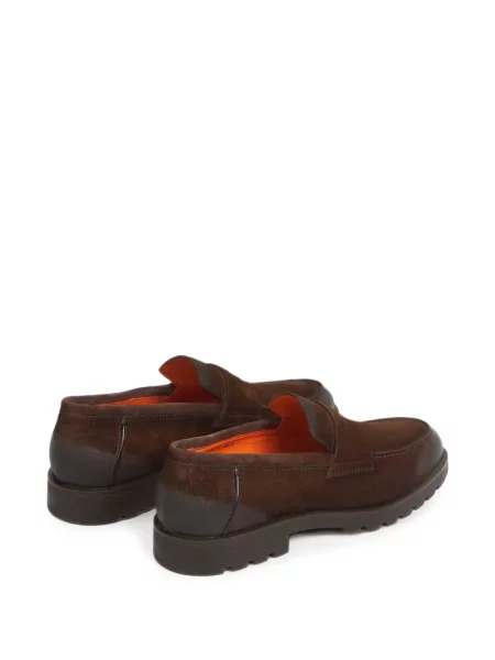 Pantofi loafer Santoni din piele de căprioară maro