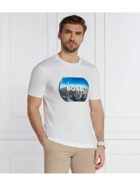 BOSS BLACK Tricou Tiburt alb