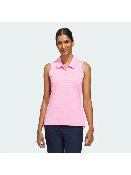 Koszulka POLO BEZ RĘKAWÓW JACQUARD różowa