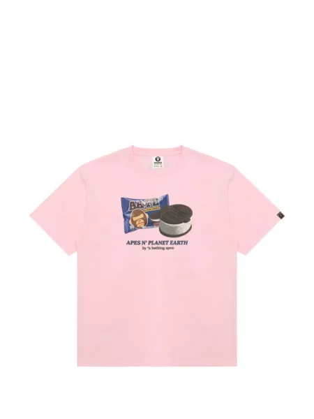 Tricou Aape By A Bathing Ape cu imagine roz