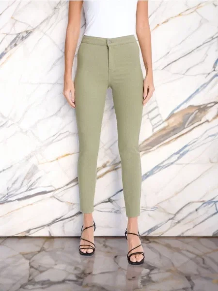 Джинси high waist skinny зелений