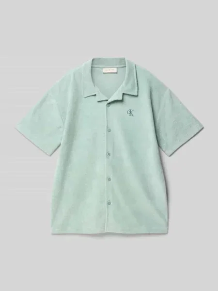Koszula casualowa z froty z wyhaftowanym logo Calvin Klein Jeans