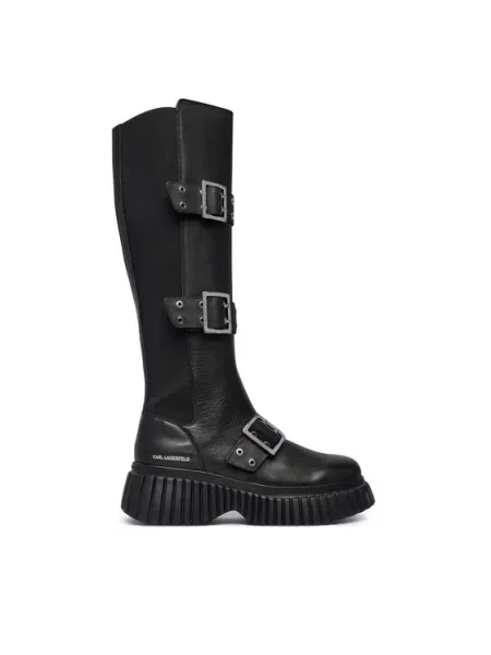 KARL LAGERFELD Cizme Kreeper Wedge negru