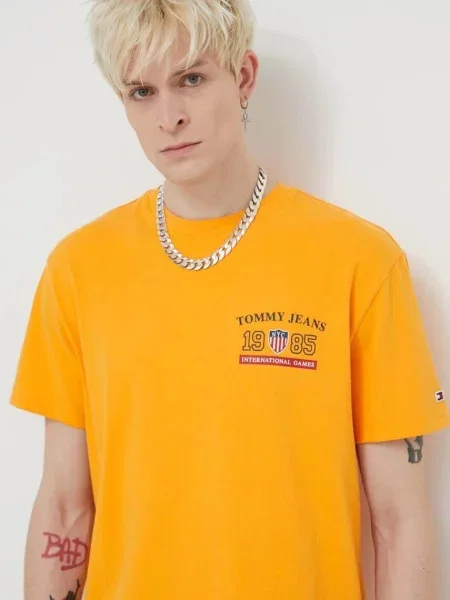 Тениска Tommy Jeans Archive Games с принт жълто