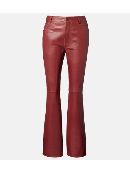 Pantaloni Chloé din piele bordo