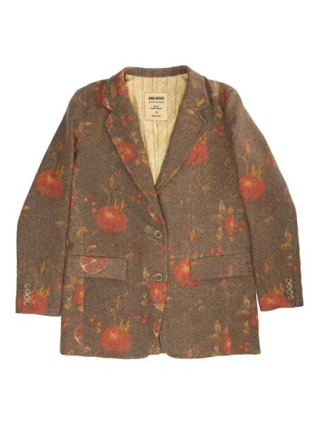 Sacou Uma Wang de lână cu imagine maro