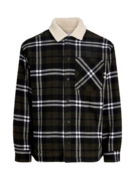 Jack & Jones Junior Jachetă fleece JJZac verde închis / negru alb