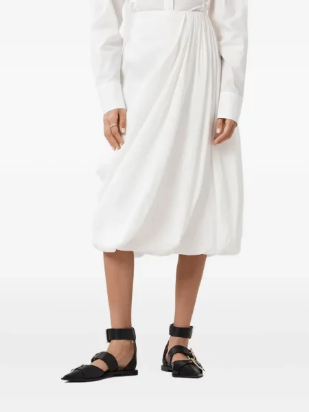 Fustă midi Allsaints drapată până la genunchi alb