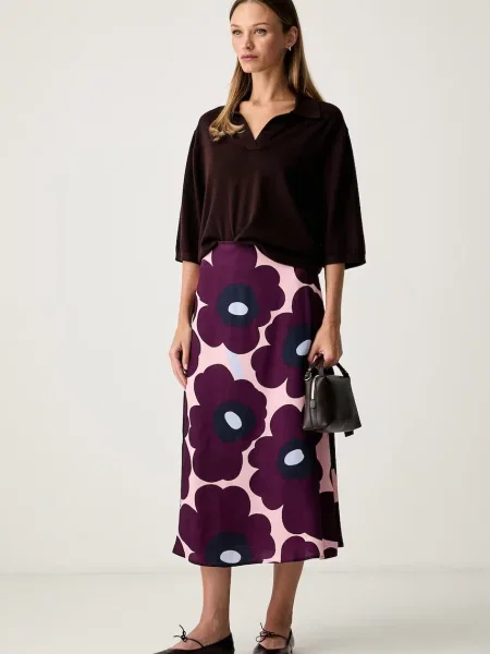 Marimekko fustă cu lyocell violet