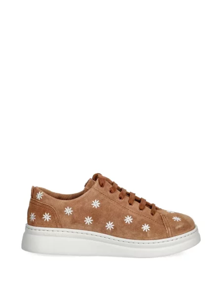 Sneakerși Camper cu șireturi cu model floral din dantelă maro