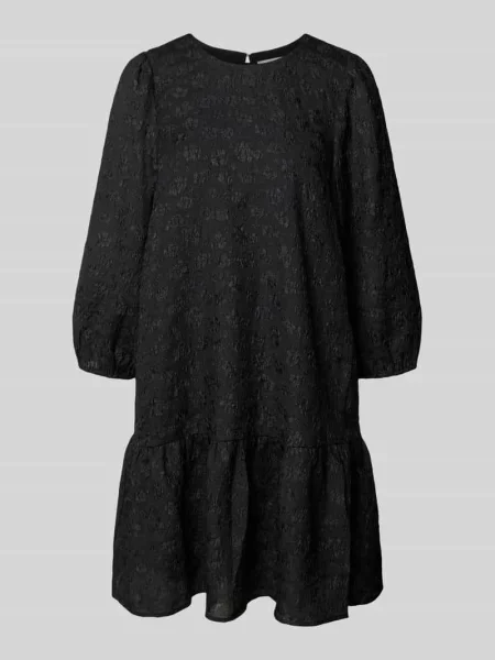 Sukienka mini z efektem stopniowania i rękawem o dł. Christian Berg Woman Selection czarna