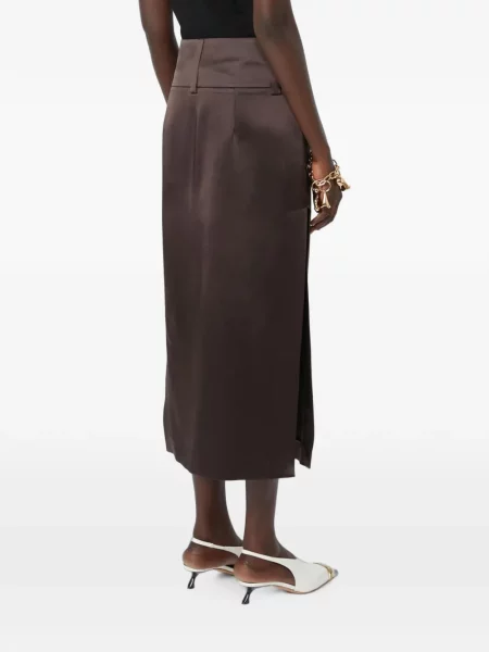 Lung fustă Max Mara din satin maro
