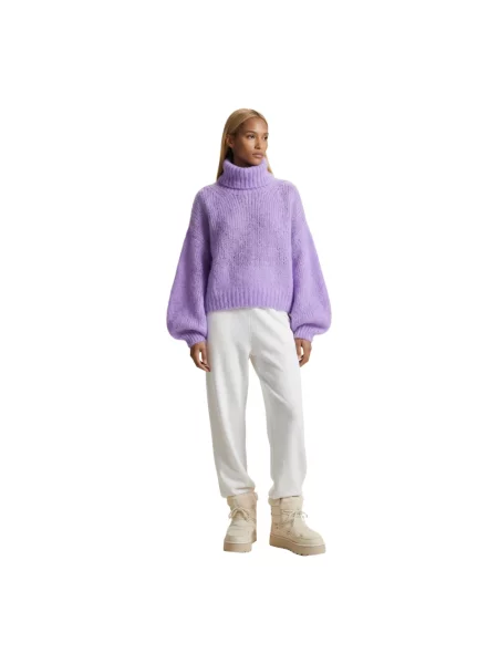Sweter z golfem Americandreams wełniany fioletowy