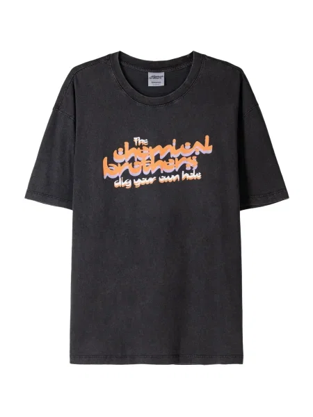 Bershka Póló CHEMICAL BROTHERS levendula / narancs piszkosfehér fekete