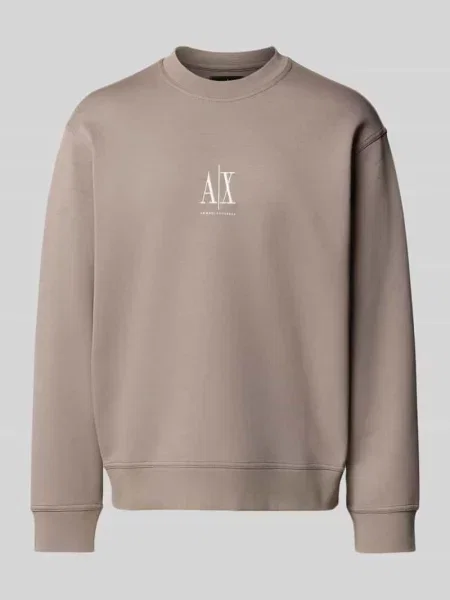 Bluza z wyhaftowanym logo Armani Exchange brązowa