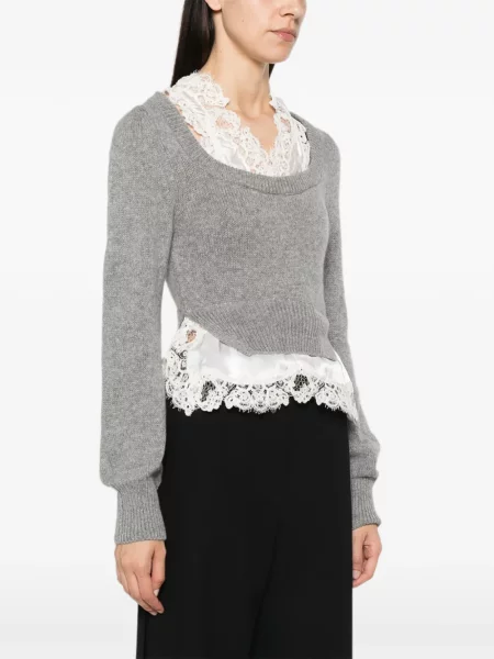 Pulover Ermanno Scervino din dantelă gri