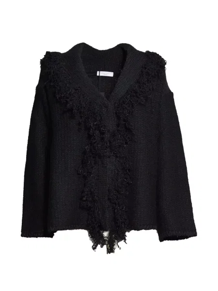 Gulerat cardigan Charlott cu imprimeu tropical negru