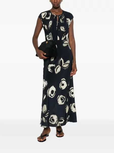 Rochie Max Mara cu model floral cu imagine cu legături albastru