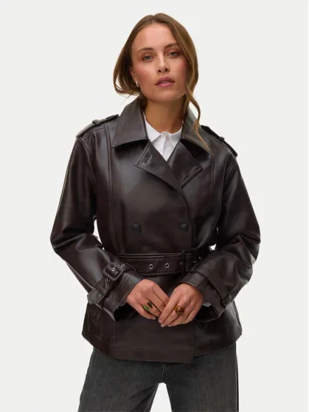 Vero Moda Geacă din imitație de piele Gabby închis maro