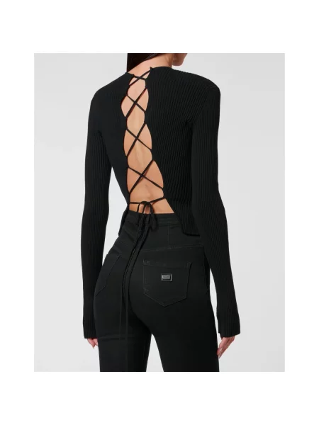 Dzianinowy sweter Philipp Plein czarny