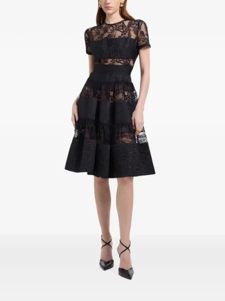 Rochie midi Elie Saab din dantelă negru