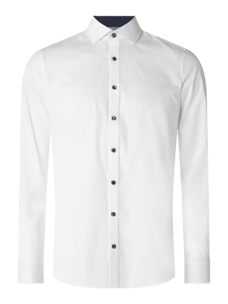 Koszula biznesowa o kroju slim fit z popeliny Olymp Level Five biała