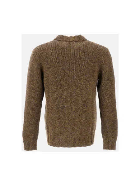 Sweter Customer Lovers wełniany z okrągłym dekoltem brązowy